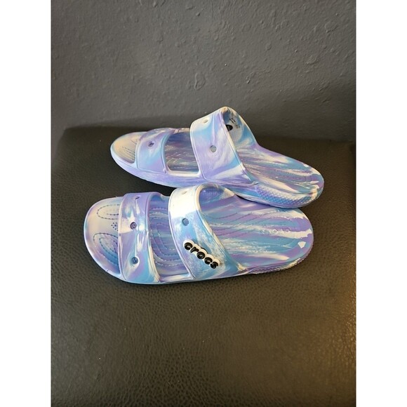 crocs Marble Purple-blue womens 8 Mens 6 Slip On sandals (S32) - Picture 4 of 8